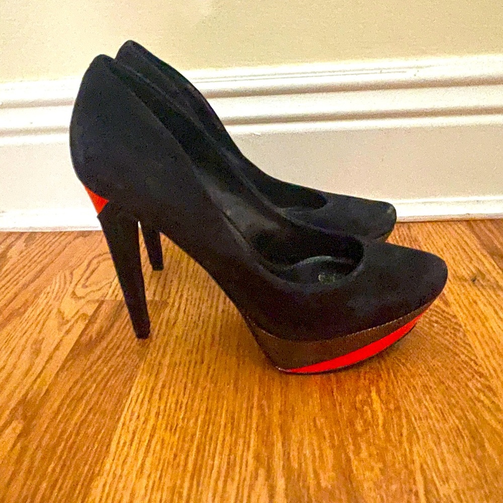Jessica Simpson Black/Orange/Gold Heels